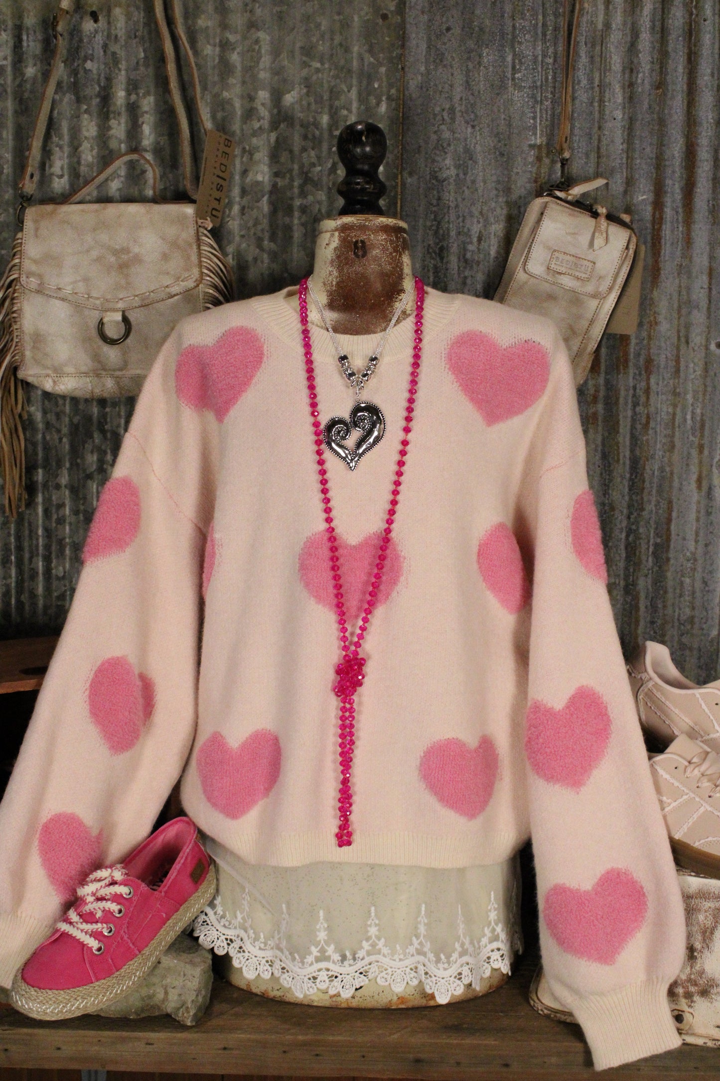 Candy Hearts Cozy Knit Sweater