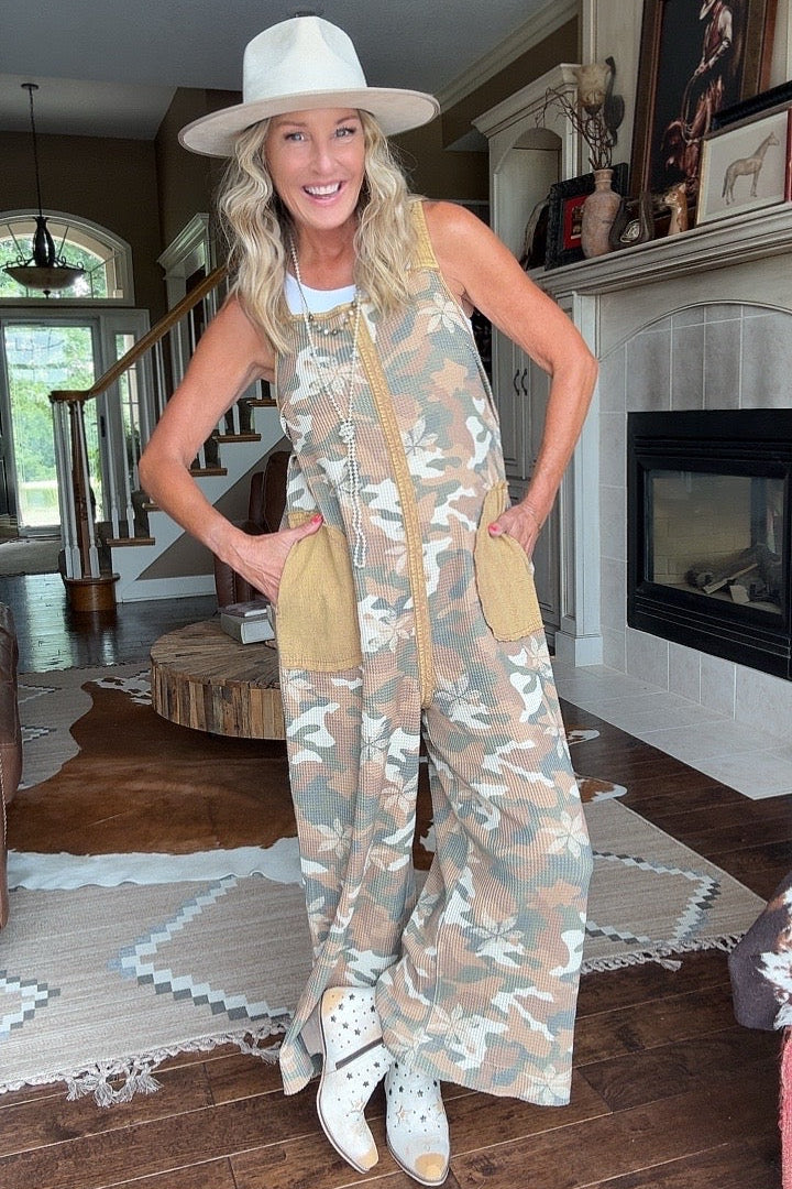 Hide And Chic Flower Camo Overalls