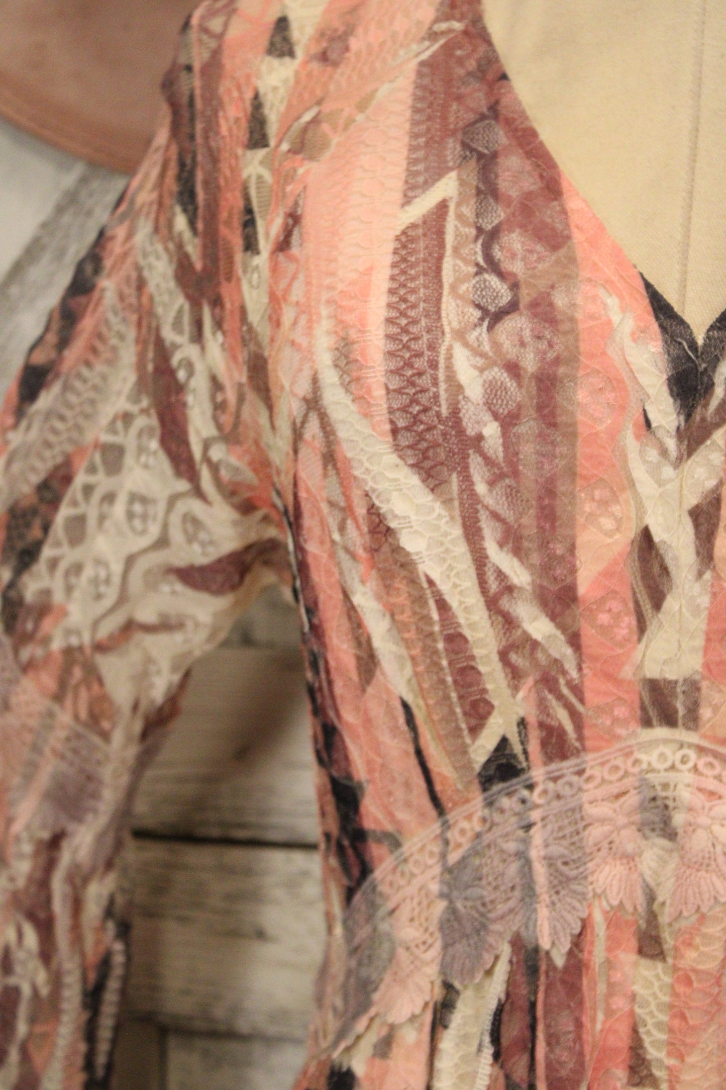 Lead Singer Beige Brick Geo Maxi Dress