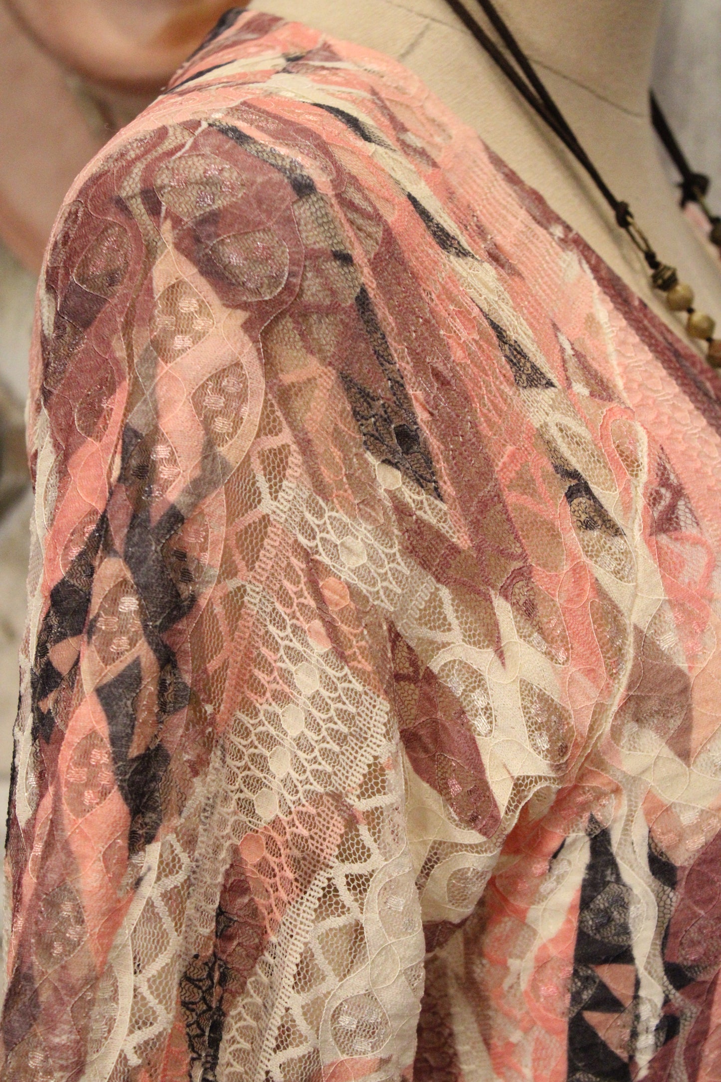 Lead Singer Beige Brick Geo Maxi Dress