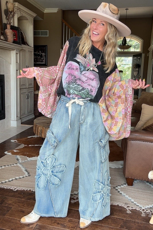 Daisy Bloom Wide Leg Cargo Pants