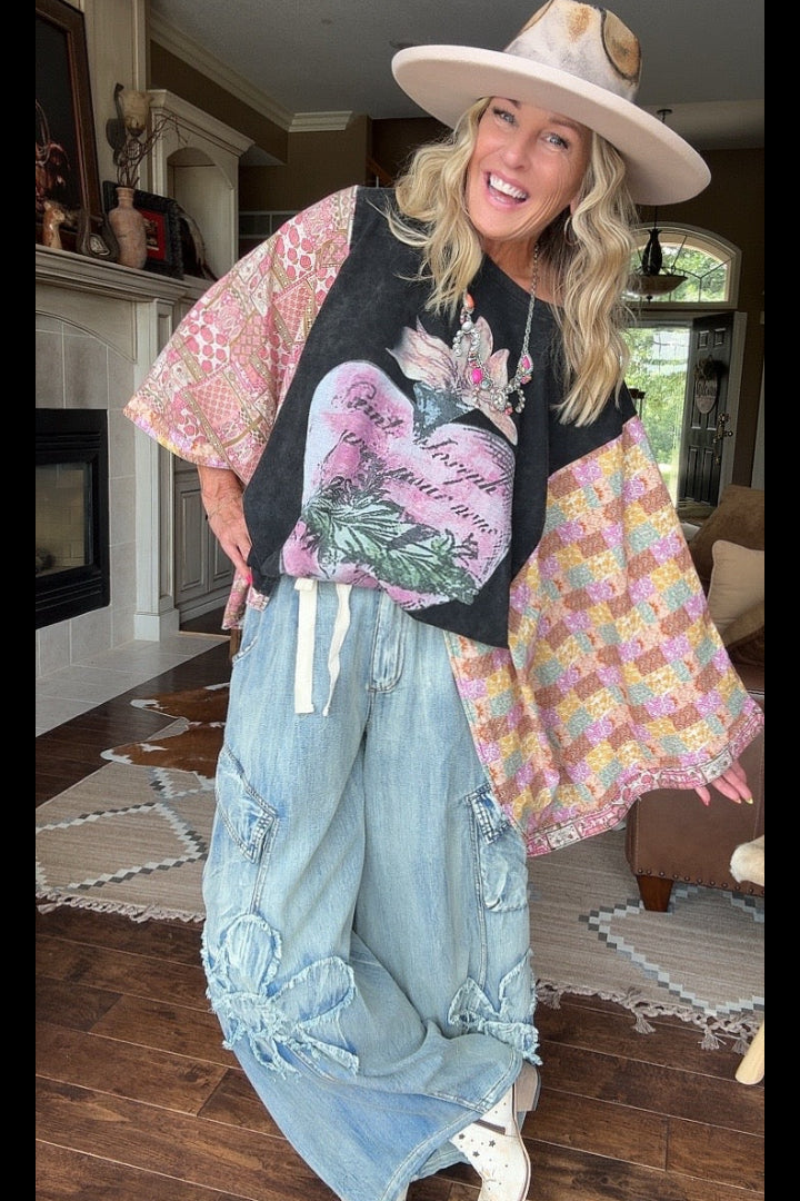 Daisy Bloom Wide Leg Cargo Pants