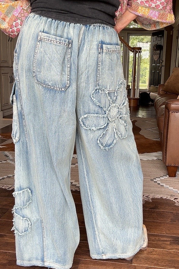 Daisy Bloom Wide Leg Cargo Pants