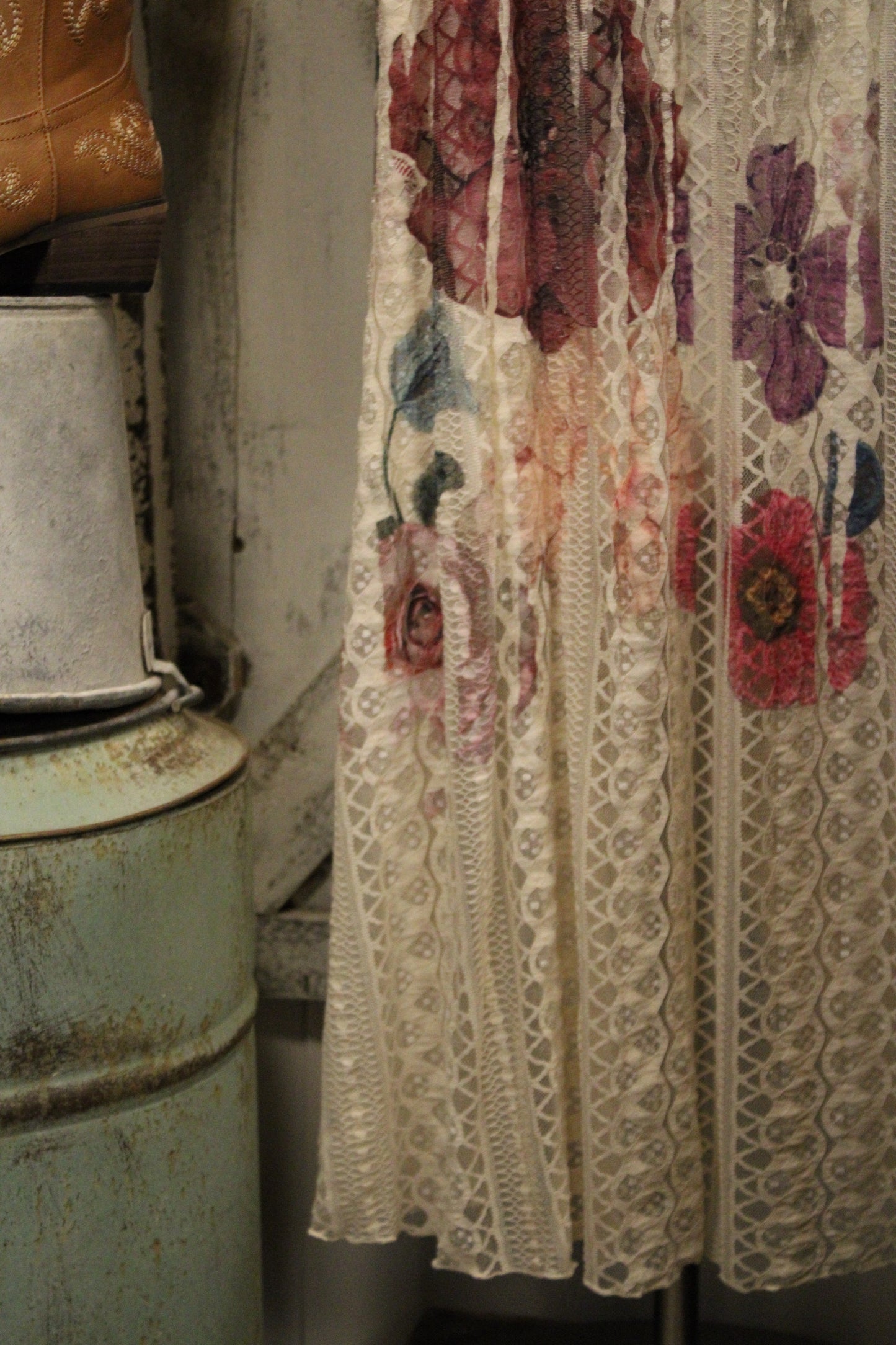 Lead Singer Beige Purple Flower Maxi Dress