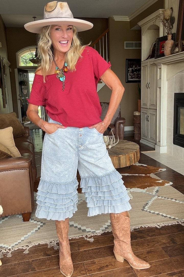 Carolina Dreamin' Ruffle Shorts