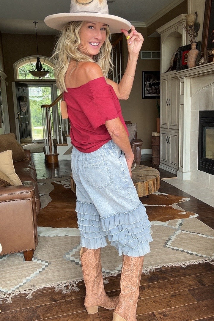 Carolina Dreamin' Ruffle Shorts