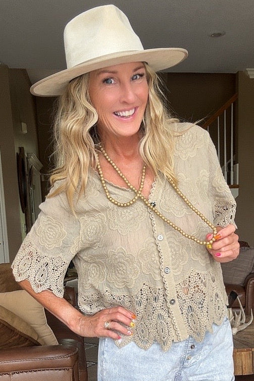 Meadow Blossom Olive Cotton Top