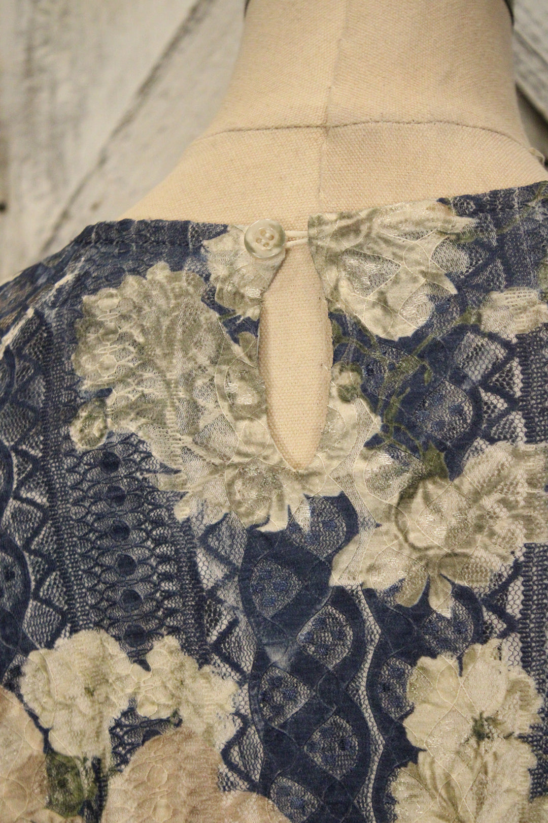 Lead Singer Beige Dark Navy Floral Maxi Dress