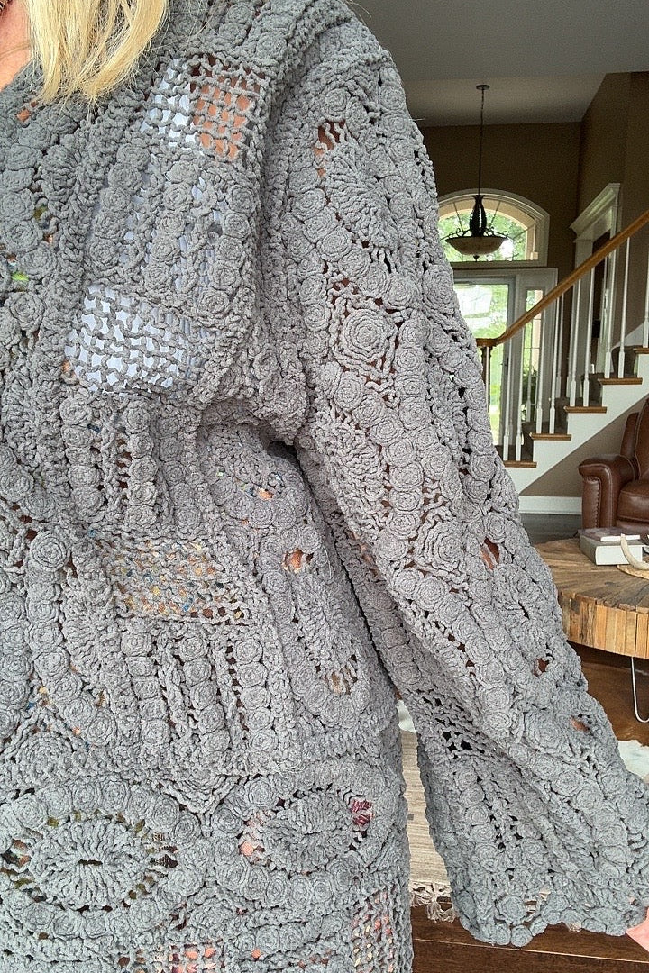 Charcoal Crochet Cardigan