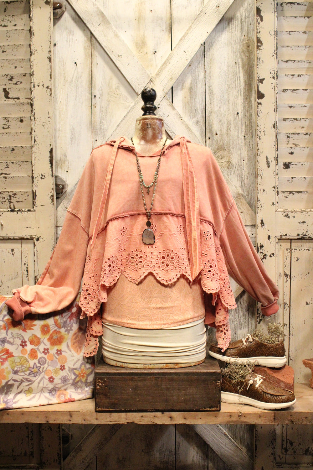 Dusty Rose Eyelet Sweatshirt