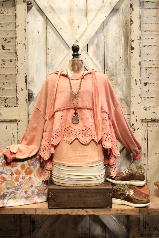 Dusty Rose Eyelet Sweatshirt