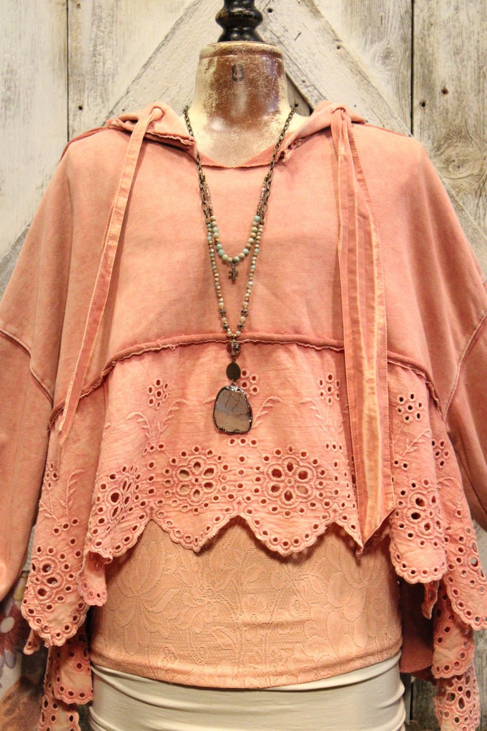 Dusty Rose Eyelet Sweatshirt