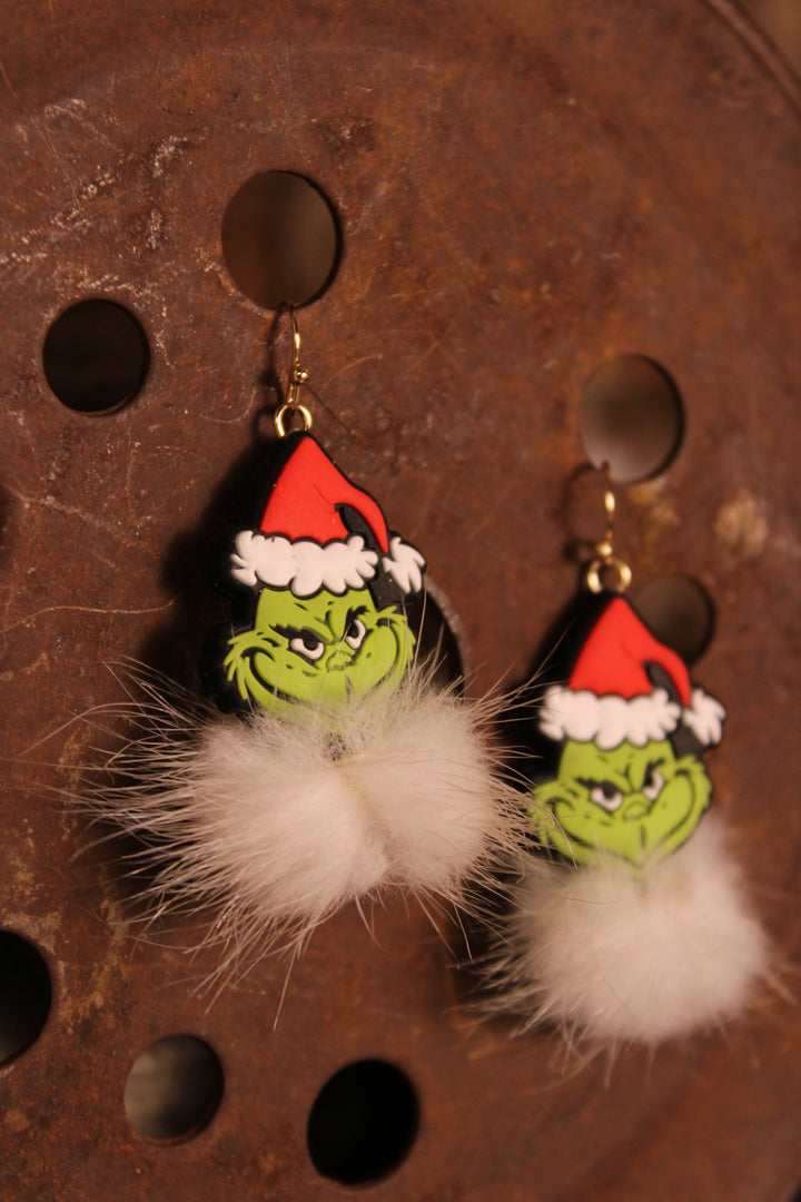 Grinchy Pom Pom Earrings
