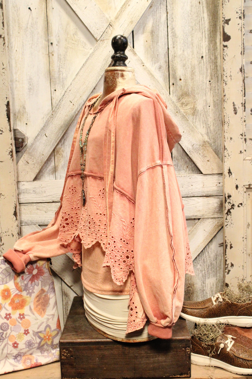 Dusty Rose Eyelet Sweatshirt