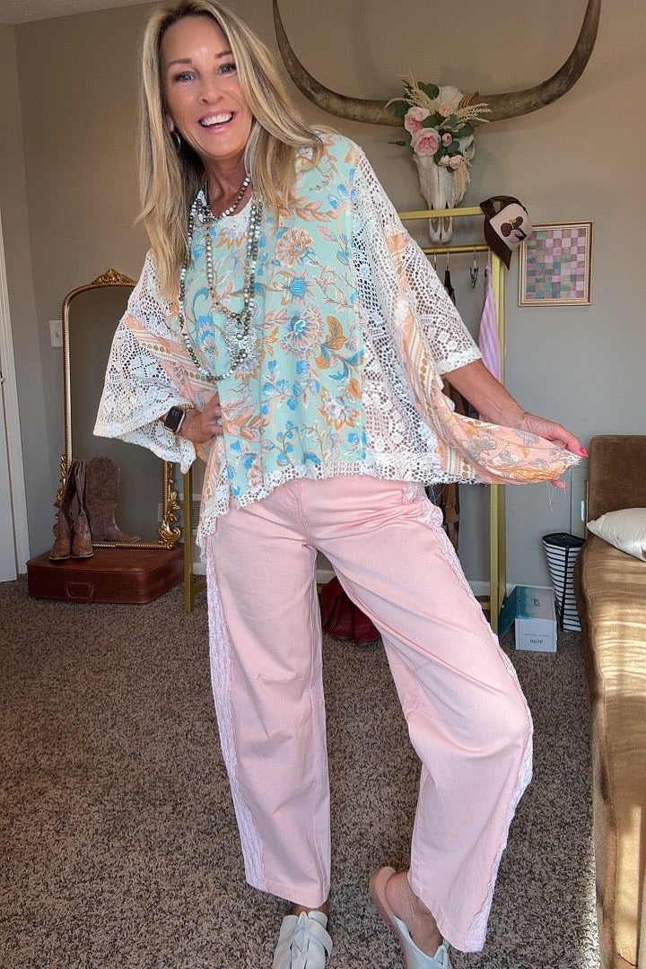 Mint Breeze Poncho Blouse