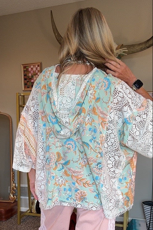 Mint Breeze Poncho Blouse