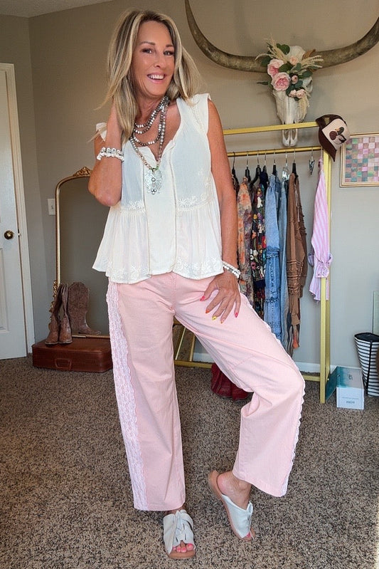 Sweetheart Pink Lace Jeans