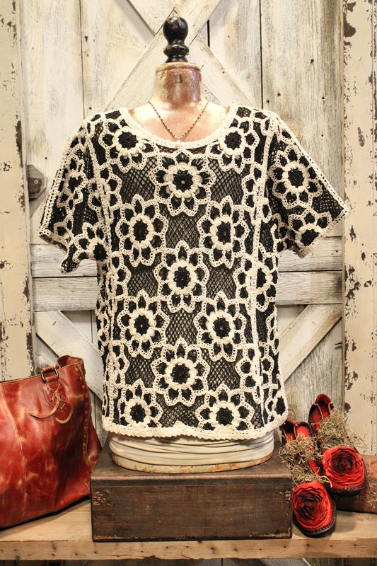 Rustic Rose Crochet Blouse