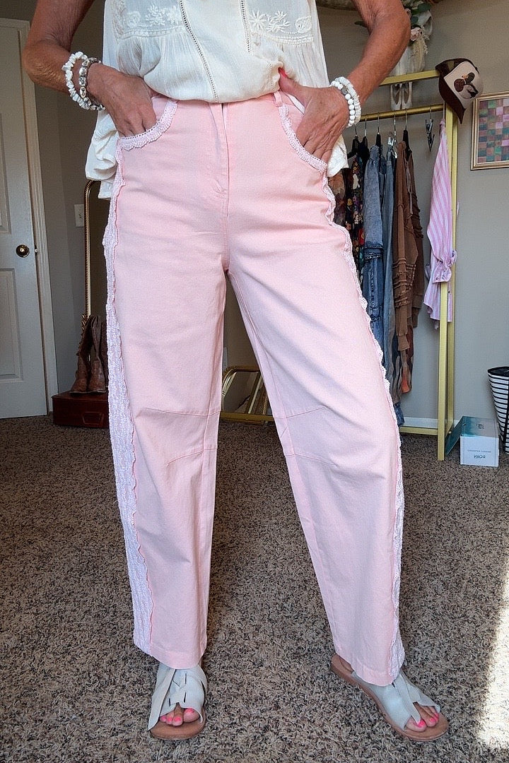 Sweetheart Pink Lace Jeans