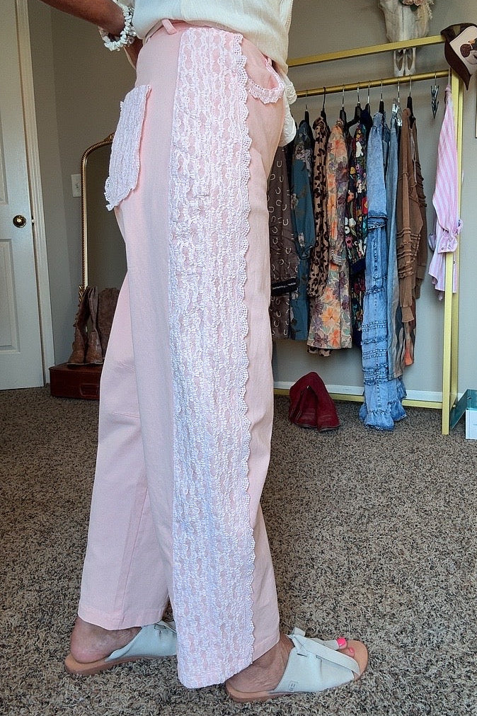 Sweetheart Pink Lace Jeans