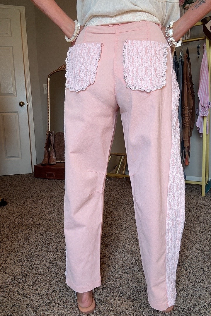 Sweetheart Pink Lace Jeans