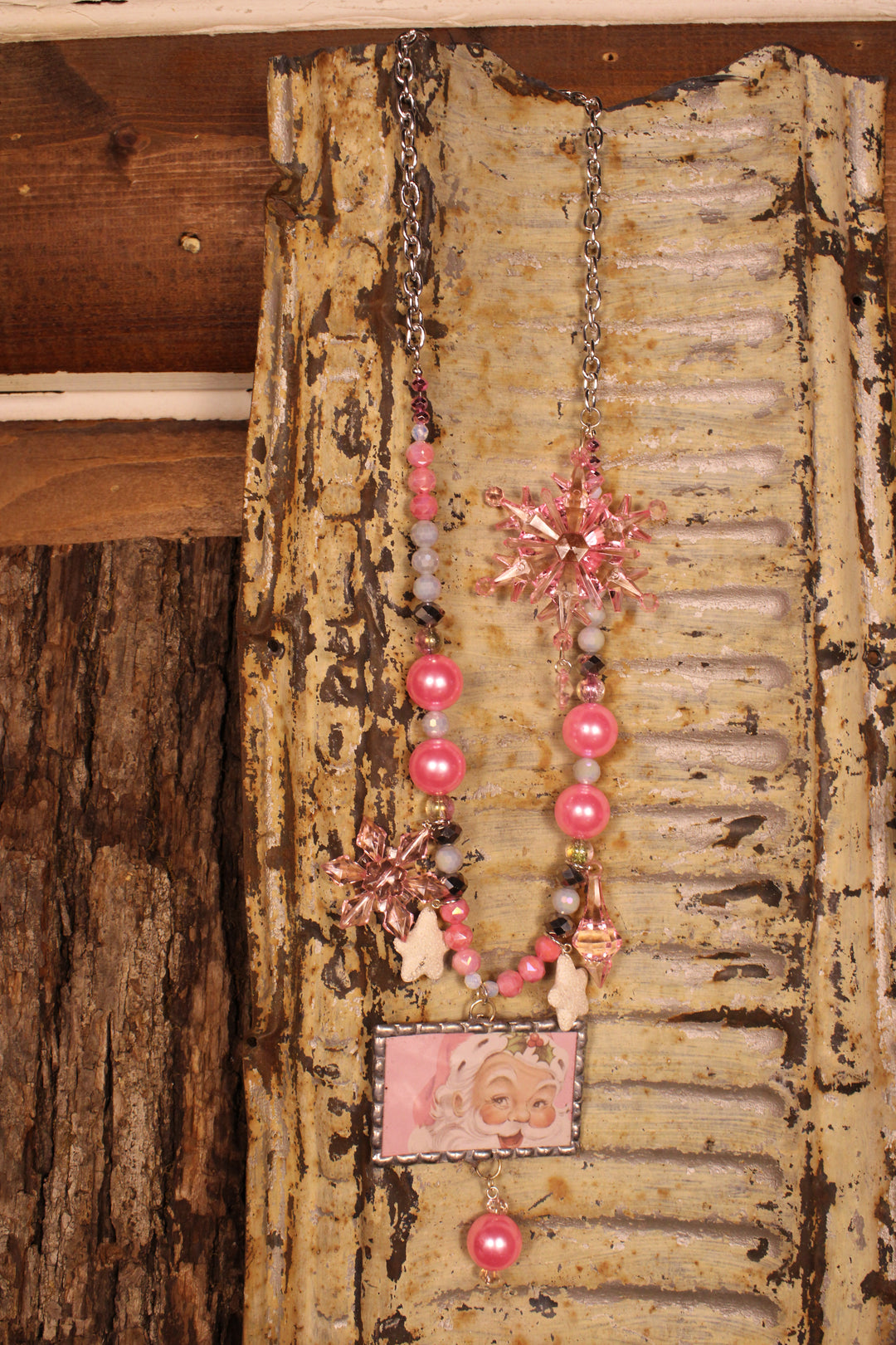 Holly Jolly Horizontal Santa Necklace