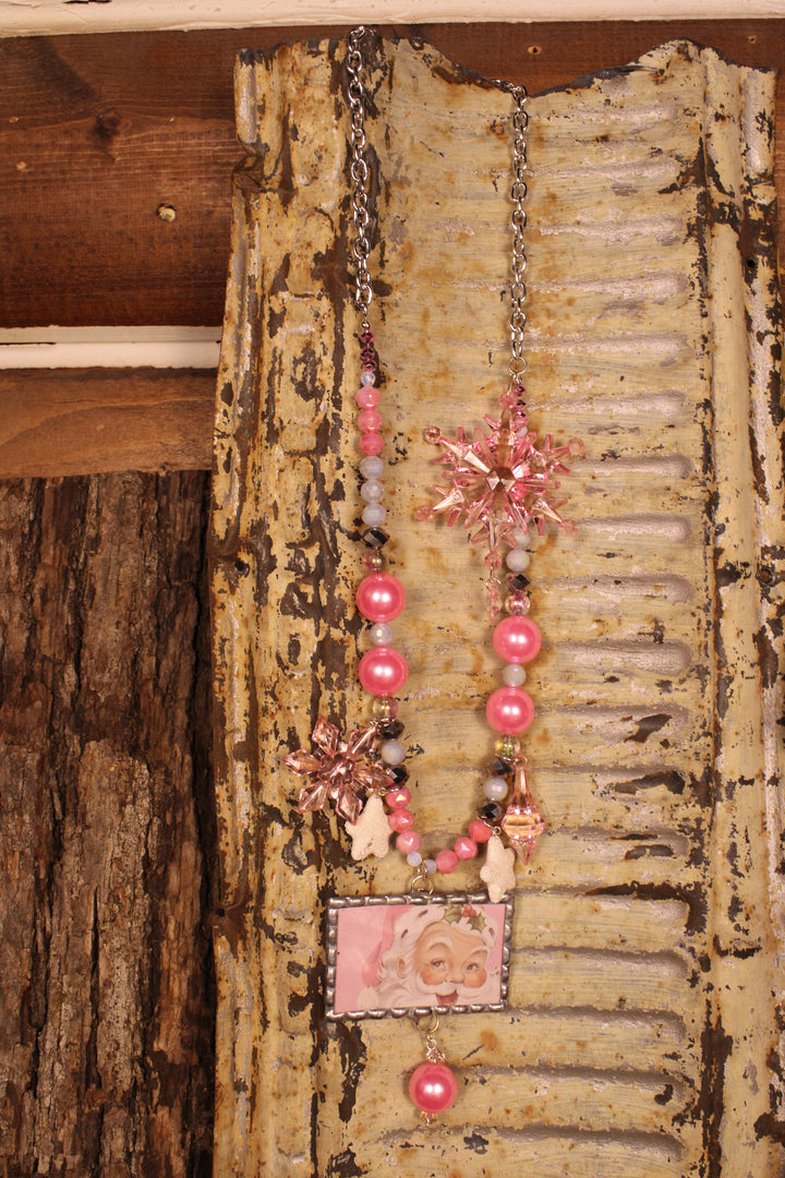 Holly Jolly Horizontal Santa Necklace