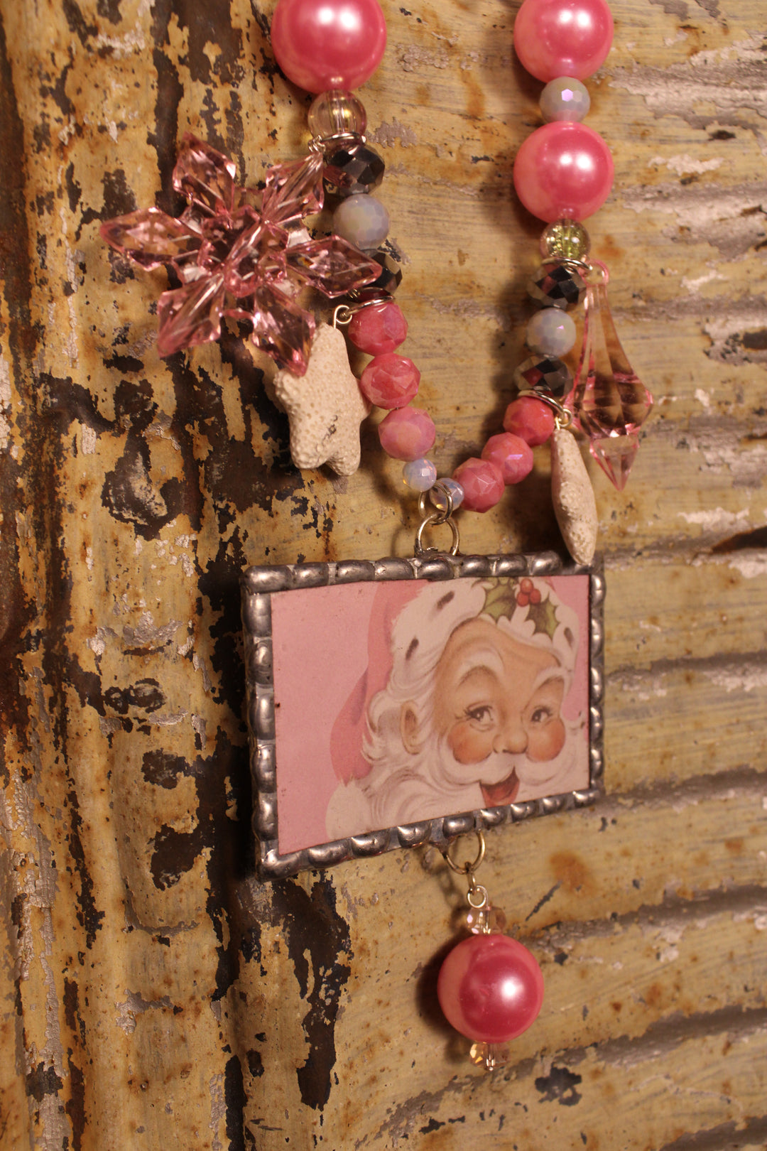Holly Jolly Horizontal Santa Necklace