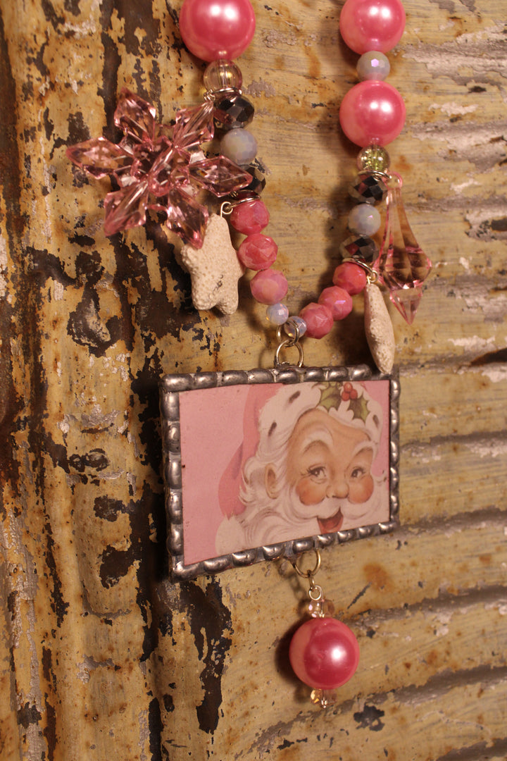 Holly Jolly Horizontal Santa Necklace