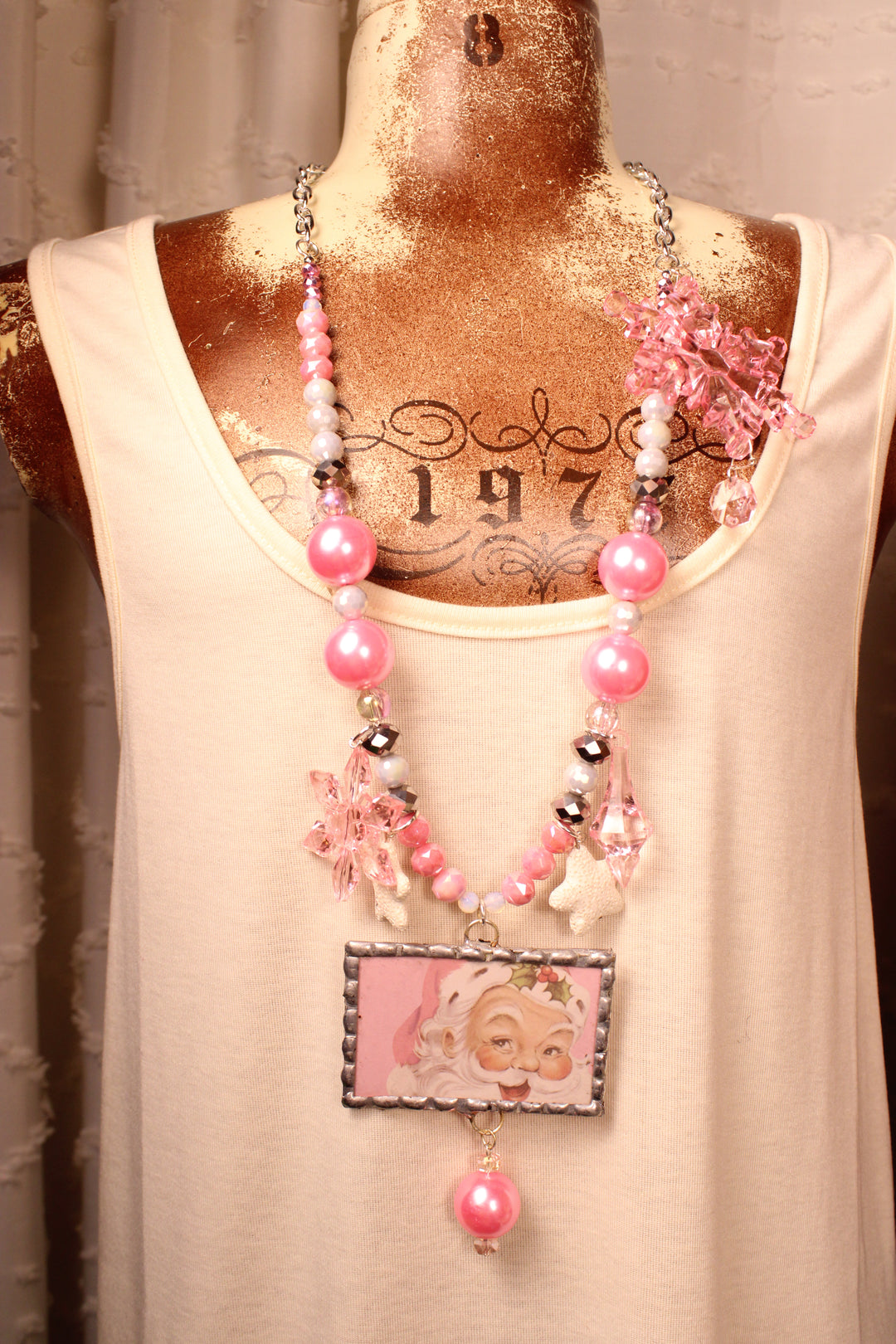 Holly Jolly Horizontal Santa Necklace