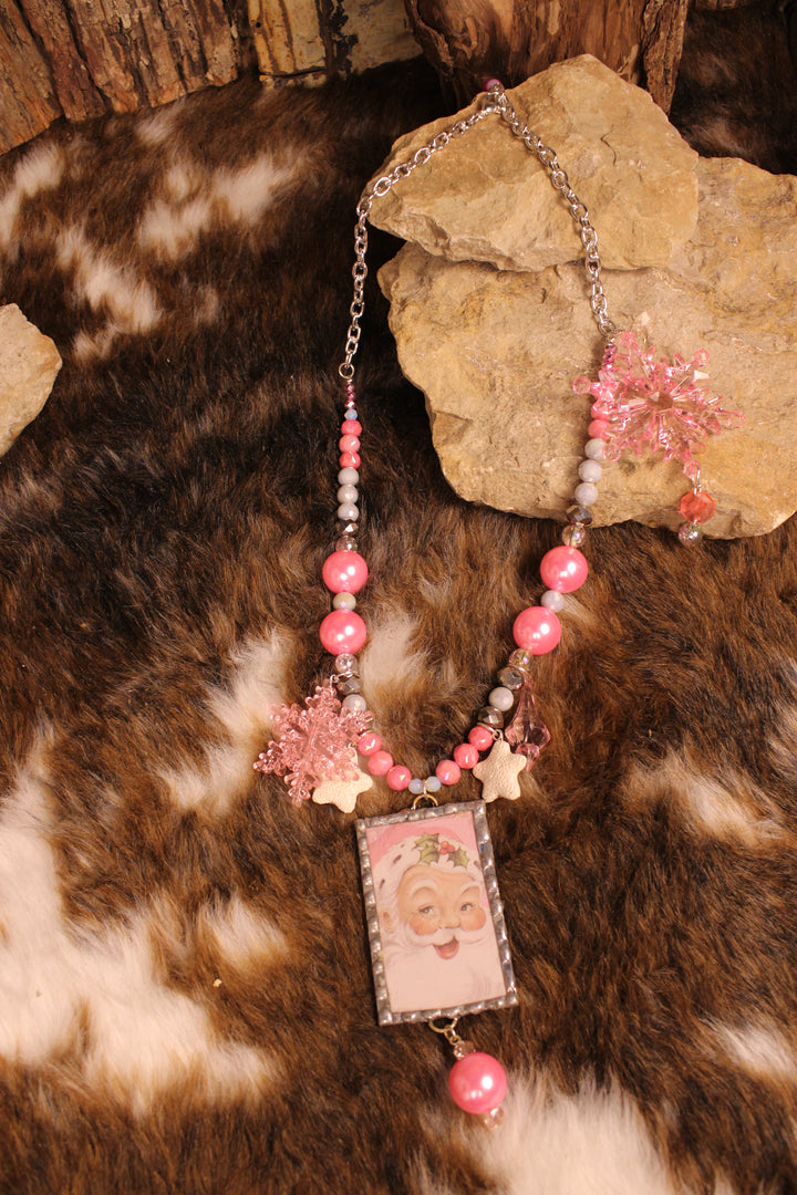 Holly Jolly Portrait Santa Necklace