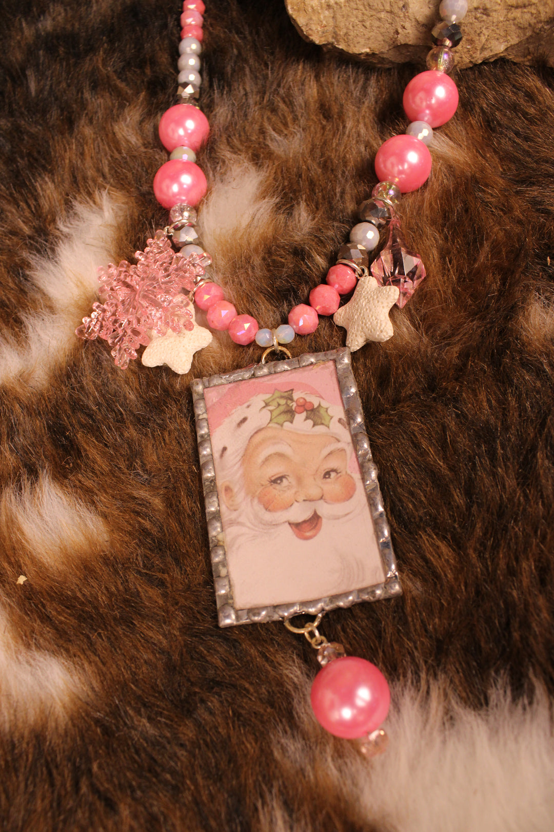 Holly Jolly Portrait Santa Necklace