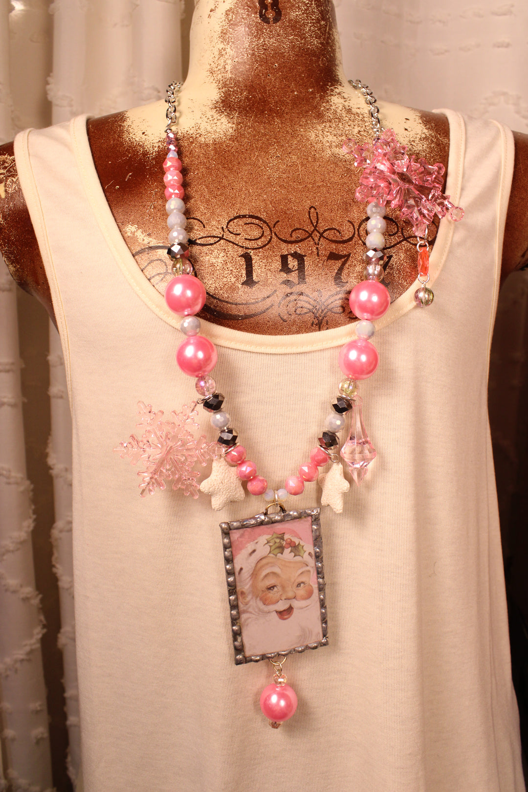 Holly Jolly Portrait Santa Necklace