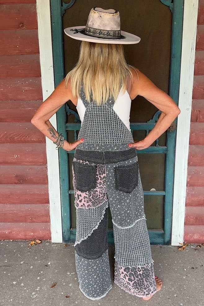 Spotted & Stitched Cotton Overalls