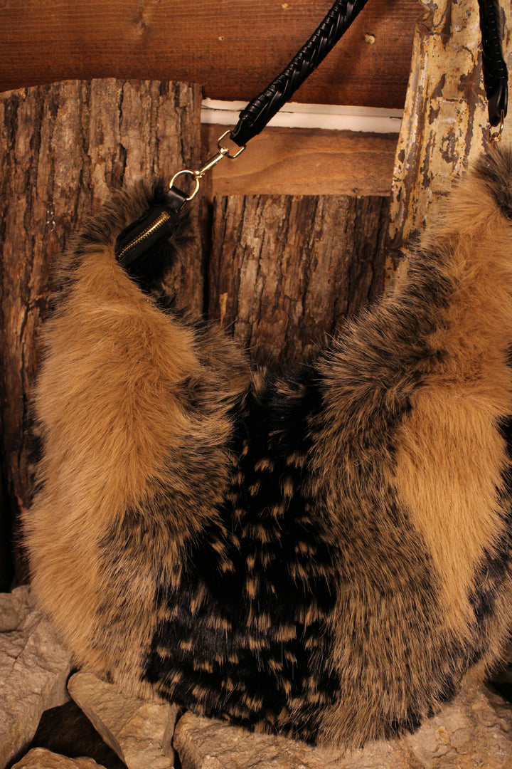 Sable &amp; Cream Faux Fur Purse