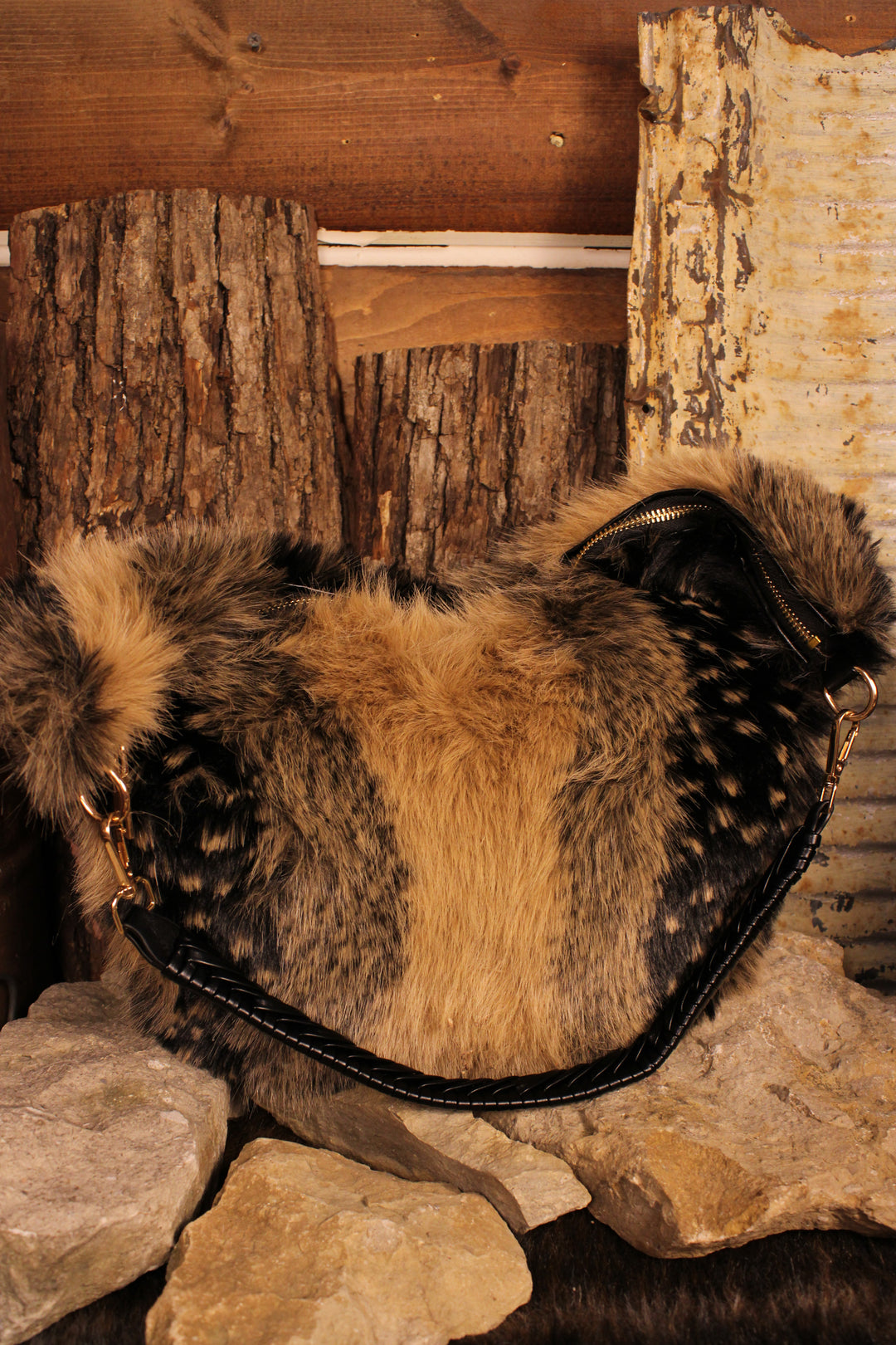 Sable &amp; Cream Faux Fur Purse