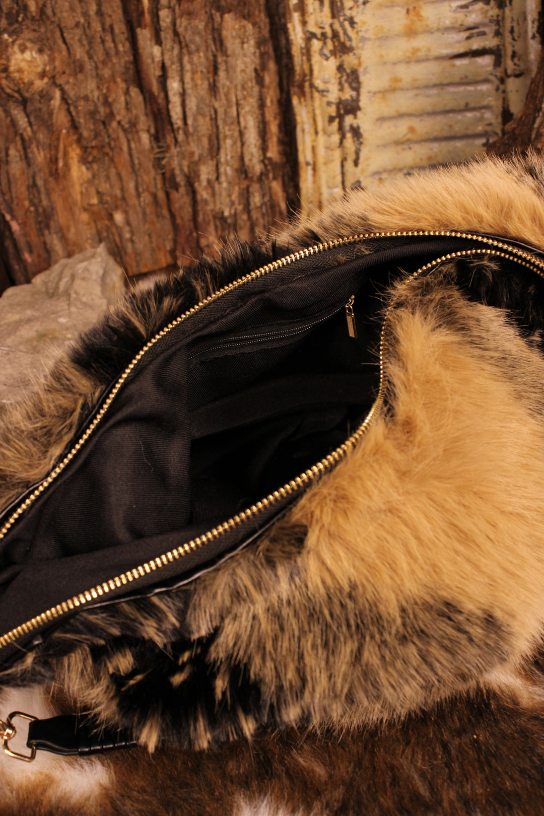 Sable &amp; Cream Faux Fur Purse