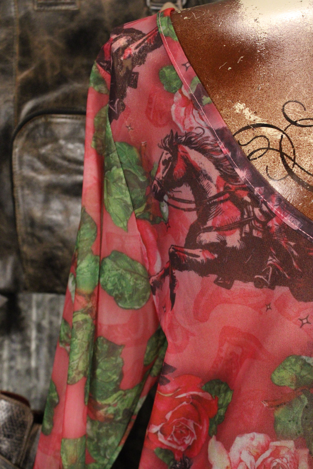 Roses And Cowgirls Mesh Top