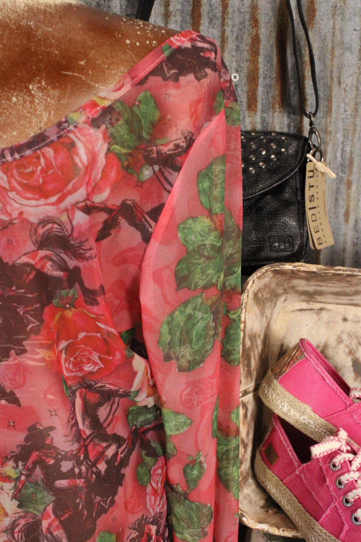 Roses And Cowgirls Mesh Top