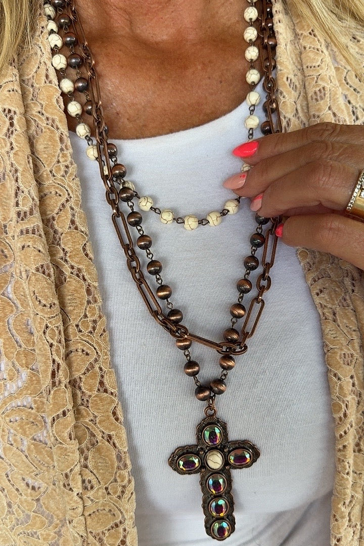 Serenity Stacked Cross Necklace