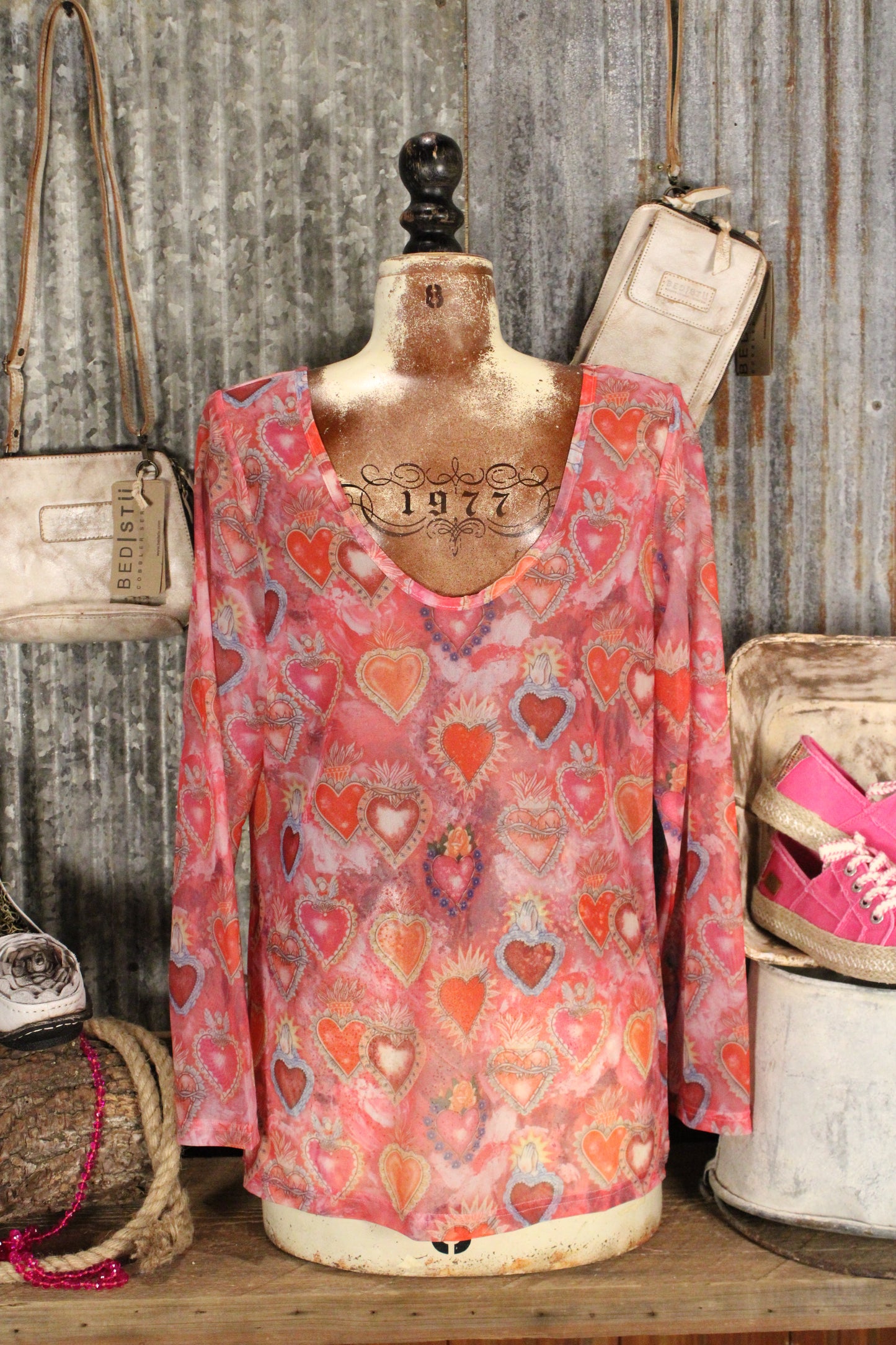 Sacred Mesa Heart Mesh Top