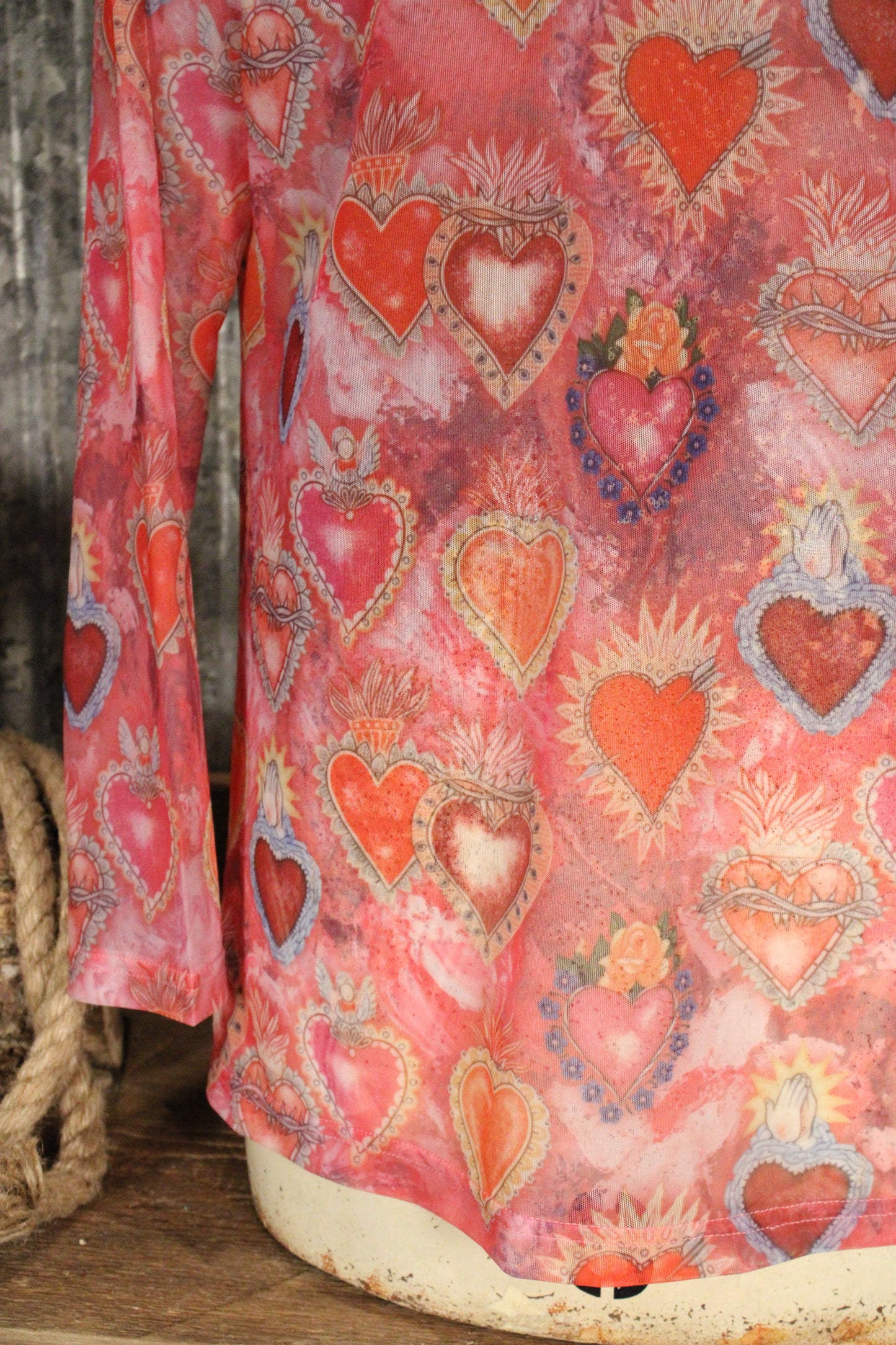 Sacred Mesa Heart Mesh Top