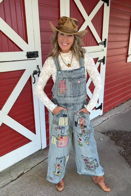 Barn Blooms Denim Overalls