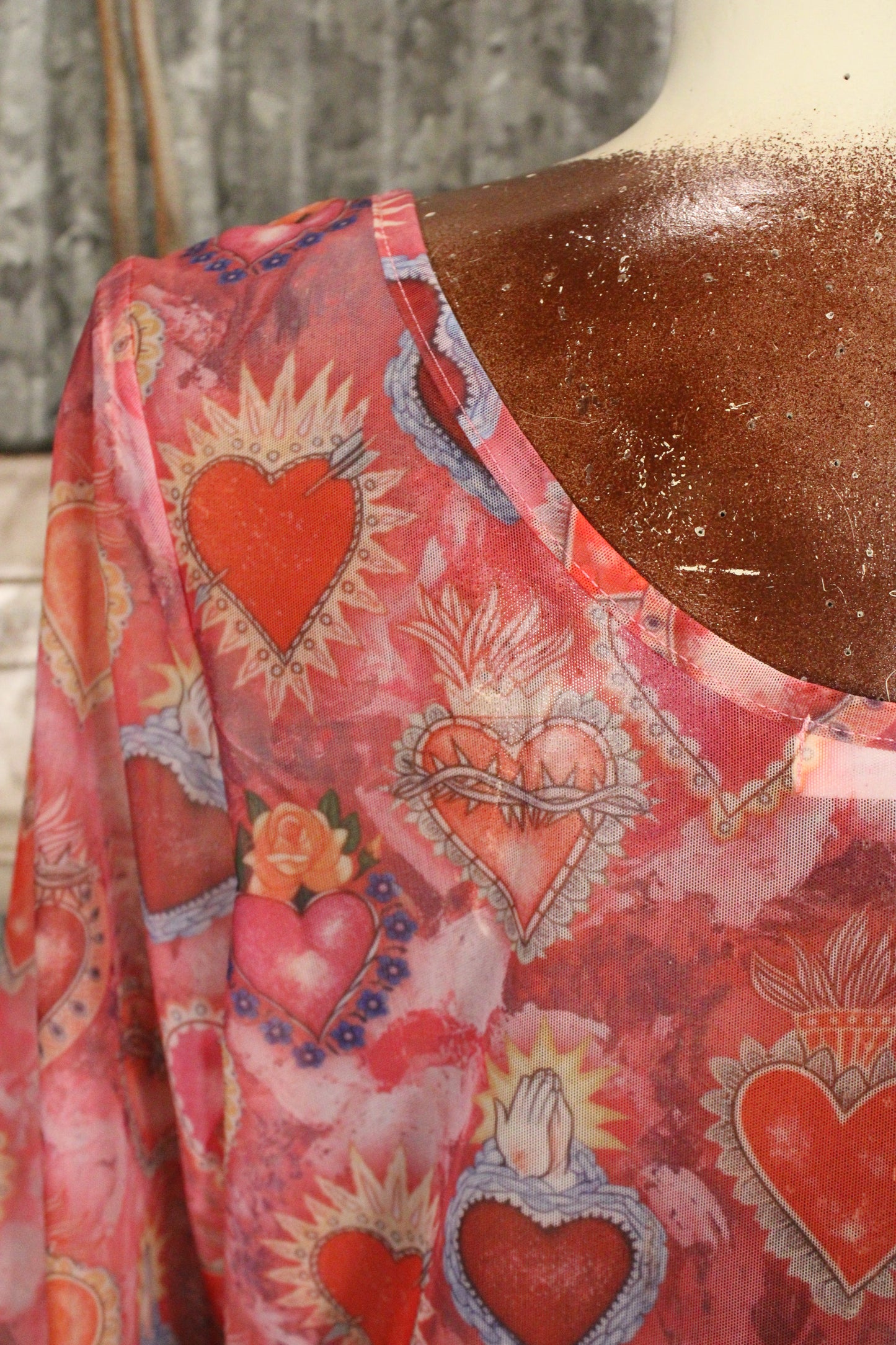 Sacred Mesa Heart Mesh Top