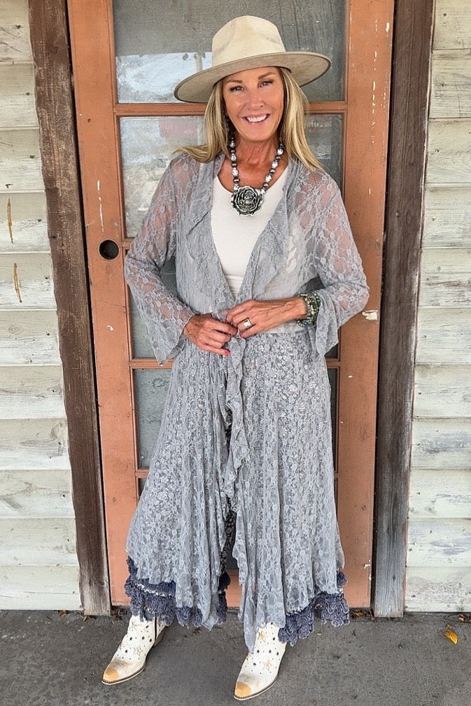 Fancy That Grey  Lace Cardigan