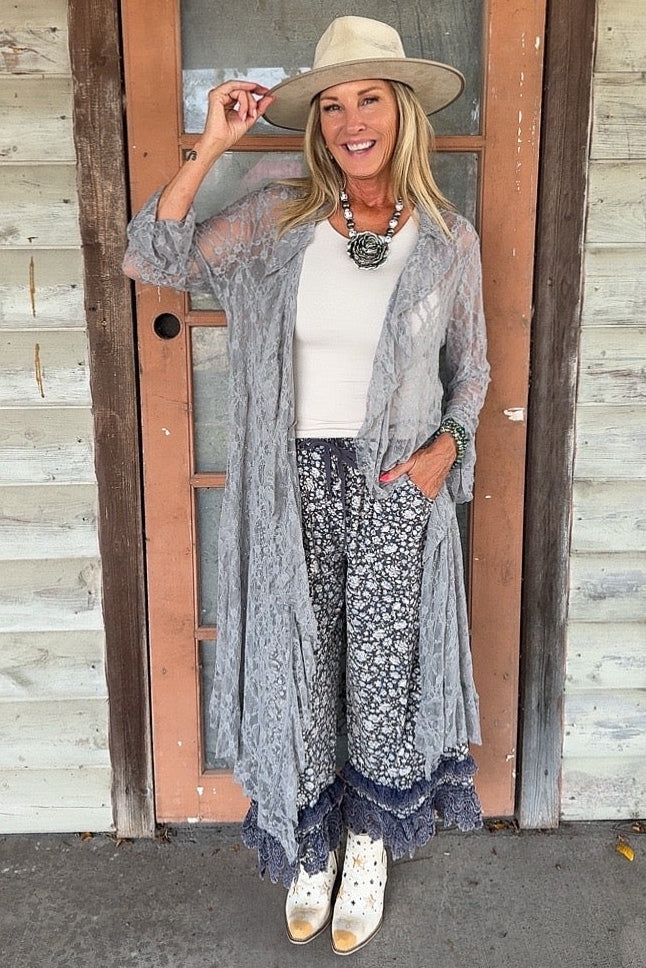 Fancy That Grey  Lace Cardigan