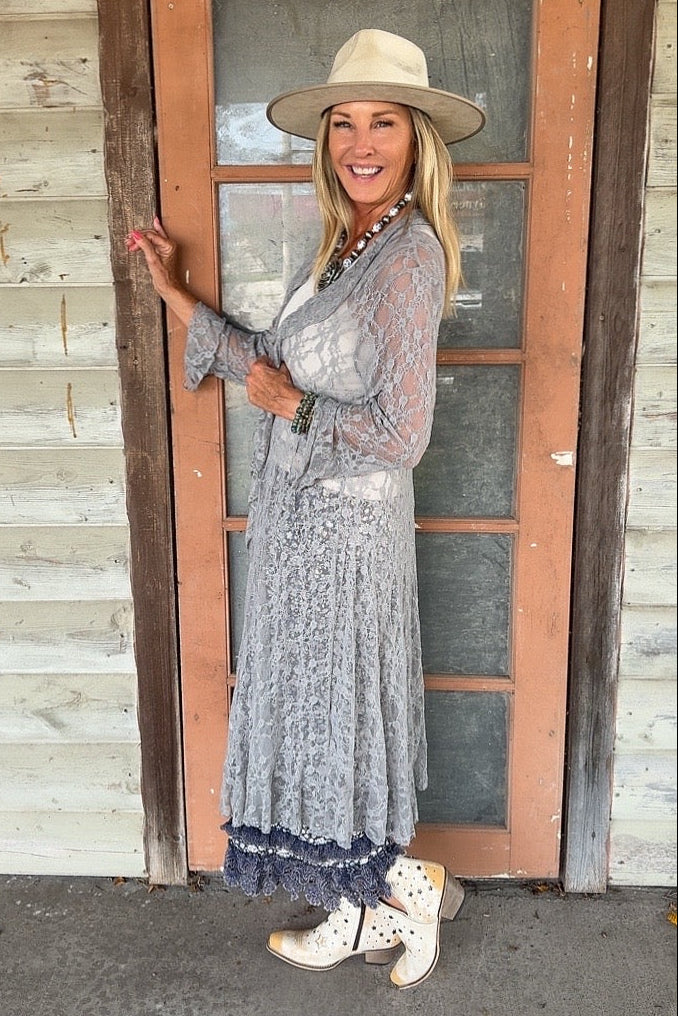 Fancy That Grey  Lace Cardigan