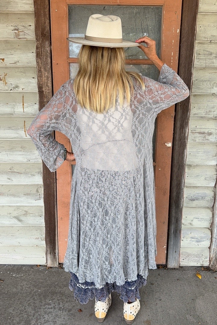 Fancy That Grey  Lace Cardigan