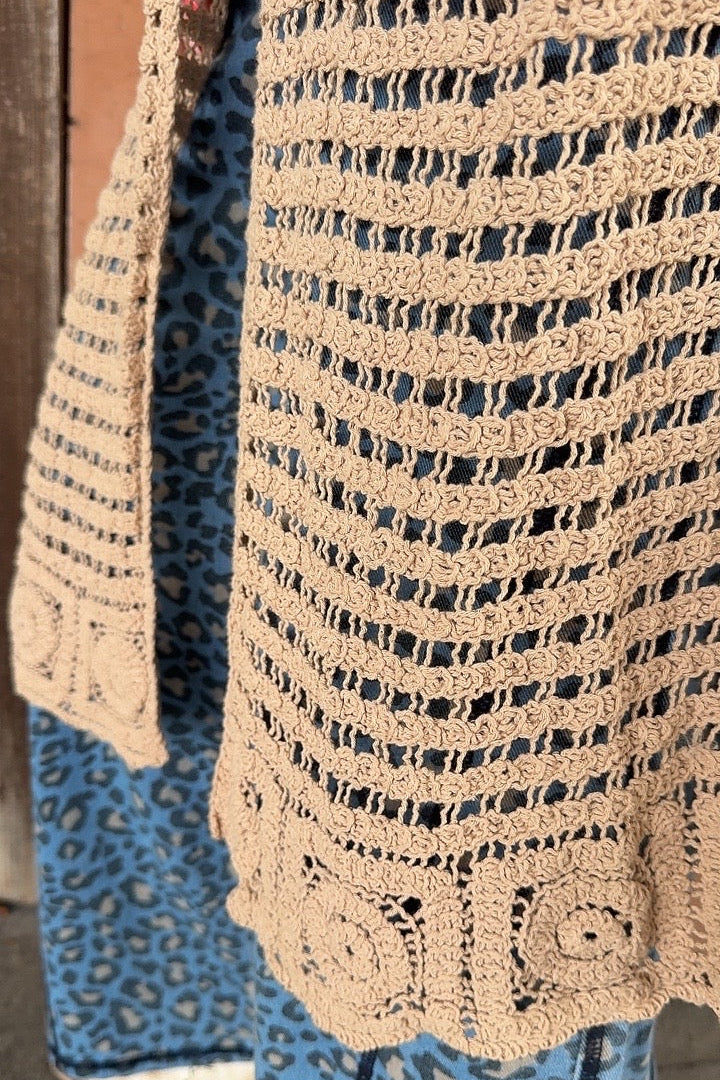 Dreamweave Sleeveless Taupe Cardigan