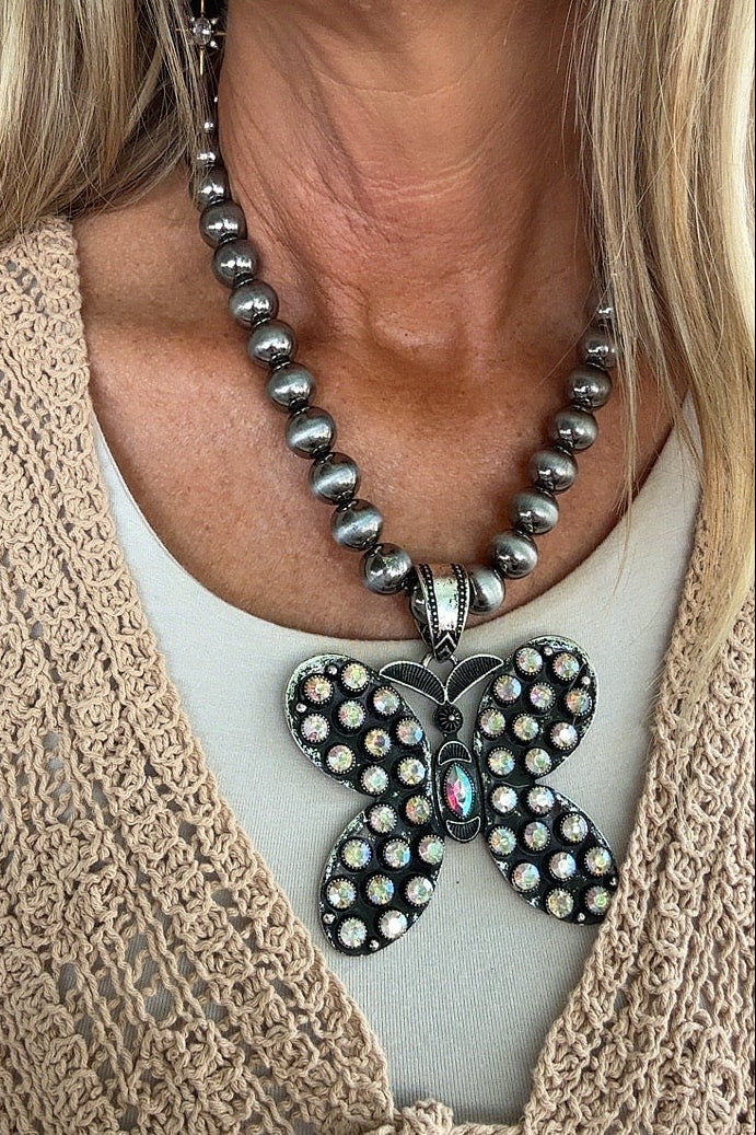 Prairie Glow Butterfly Necklace